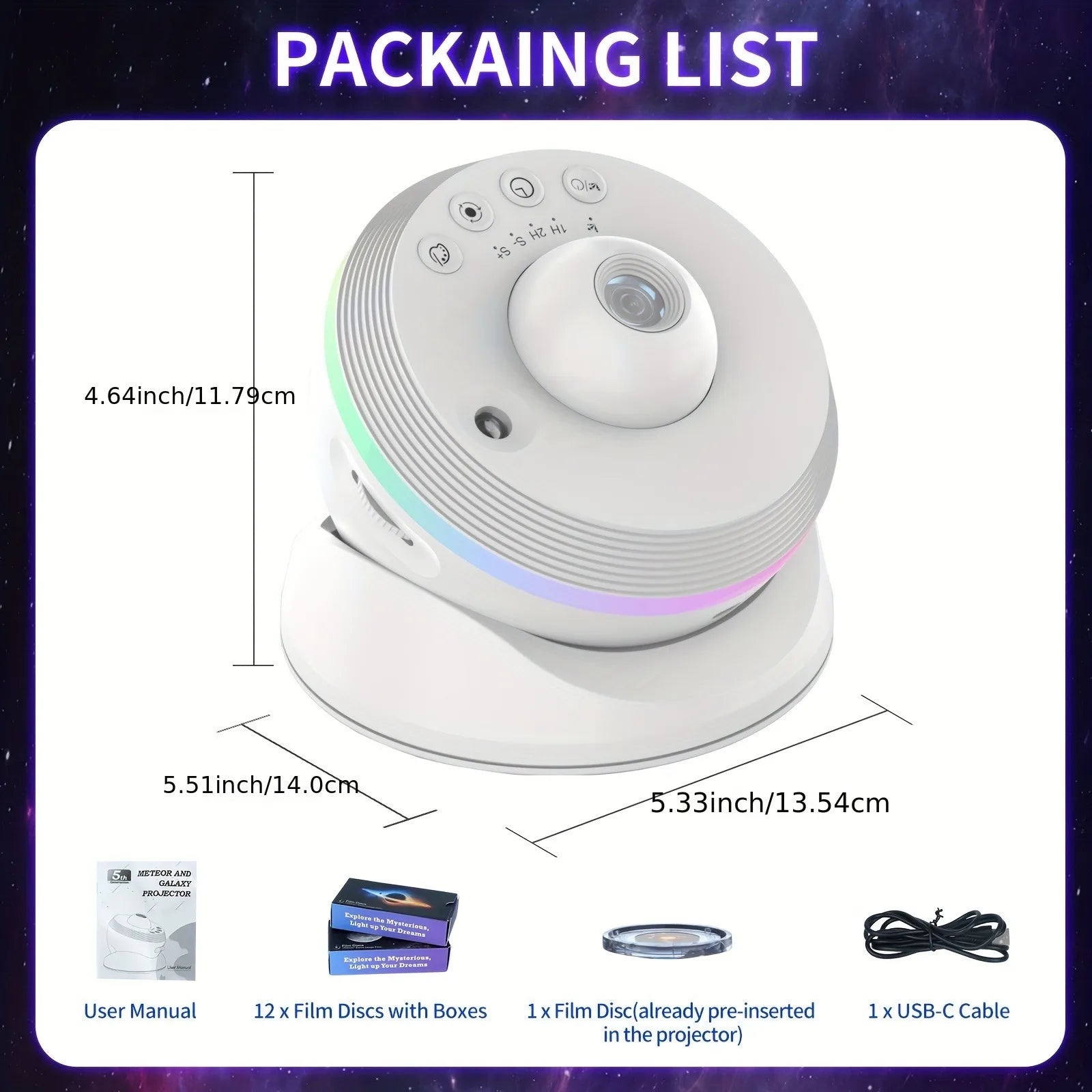 Aurora Star and Galxy Projector (White)